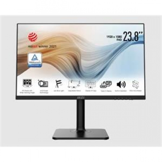 MSI monitor Modern MD241P, 24"/1920 x 1080 (FHD)/IPS/5ms/1000:1/250cd / m2/ HDMI/USB C/ Černá