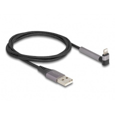 Delock Datový a nabíjecí kabel z rozhraní USB Typ-A na Lightning™ pro iPhone™, iPad™, iPod™, pravoúhlý, s funkcí stojanu