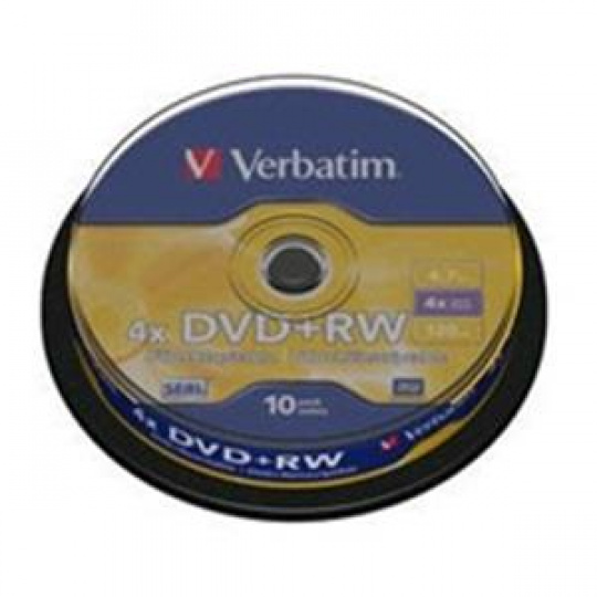 VERBATIM DVD+RW SERL 4,7GB, 4x, spindle 10 ks