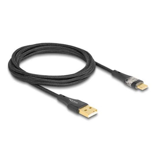 Delock Kabel ze zástrčky USB 2.0 Typ-A na zástrčku USB Type-C™, s funkcí rychlého nabíjení 60 W, průhledný, 2 m