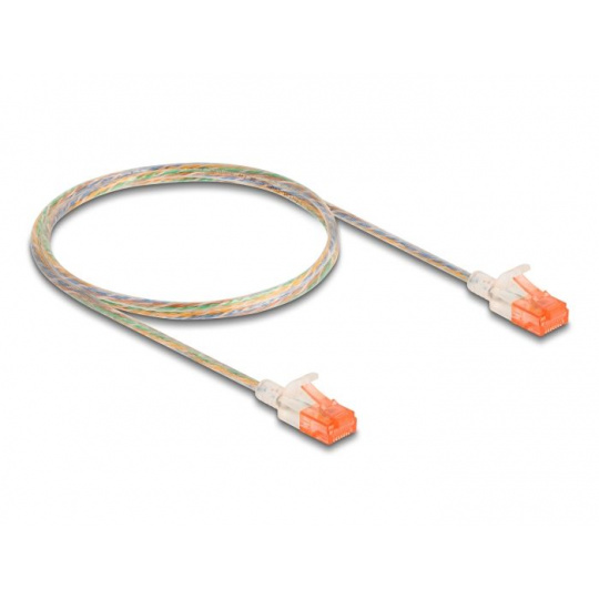 Delock Síťový kabel RJ45, Cat.6A, U/UTP, tenký, 1 m, transparentní