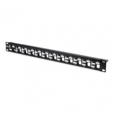 Digitus Modular Patch Panel, stíněný 24 portů, prázdný, 1U, montáž do stojanu, rozloženo, barva černá RAL 9005