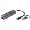 D-Link DUB-2332 USB-C/USB to Gigabit Ethernet Adapter with 3 USB 3.0 Ports