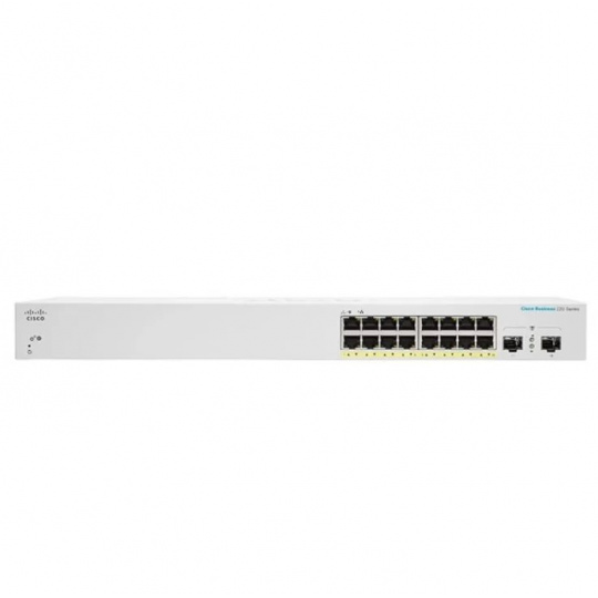 Cisco CBS220-16P-2G (16xGbE,2xSFP,16xPoE+,130W,fanless) - REFRESH