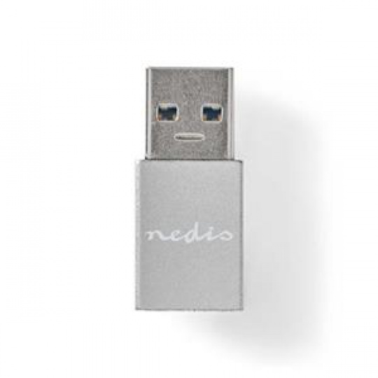 Nedis CCGB60925GY - USB-C Adaptér| USB 3.2 Gen 1 | USB-A Zástrčka | USB-C™ Zásuvka | 5 Gbps | Kulatý | Poniklované