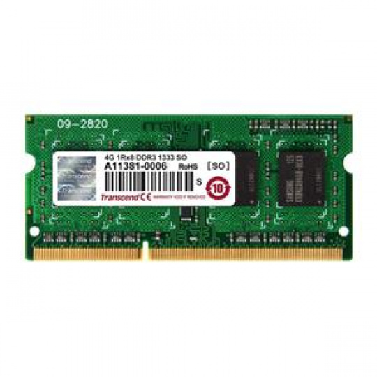 Transcend paměť 4GB DDR3 SO-DIMM 1333Mhz CL9 1Rx8