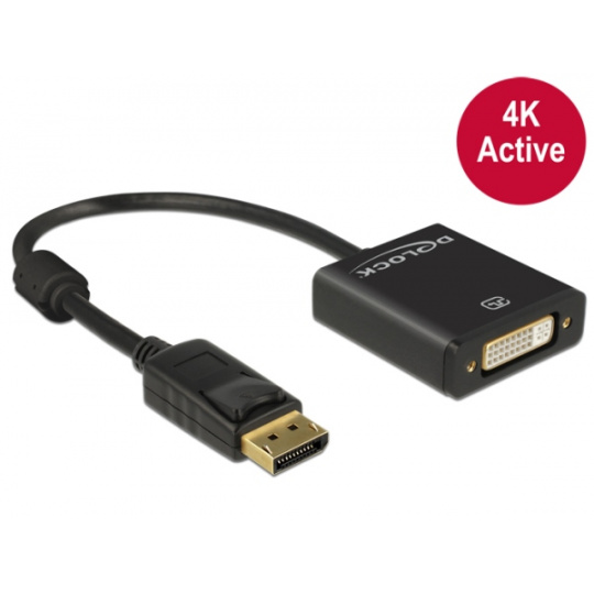 Delock adaptér Displayport 1.2 samec > DVI samice 4K aktivní černý