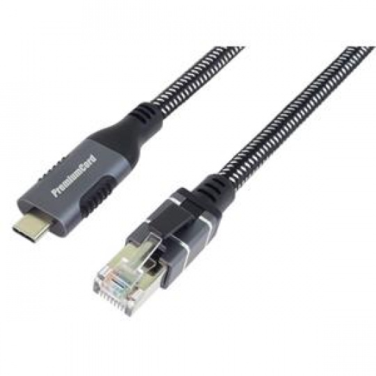 PremiumCord Ethernetový kabel USB-C -> LAN RJ45 10/100/1000 MBIT 3m