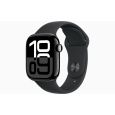 Apple Watch S10/42mm/Jet Black/Sport Band/Black/-S/M