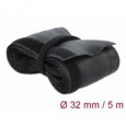 Delock Pletené opláštění na suchý zip 5 m x 32 mm, černé