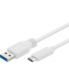 PremiumCord USB-C/male - USB 3.0 A/Male, bílý, 1m