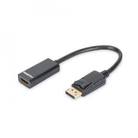 Digitus DisplayPort adapter cable, DP - HDMI type A M/F, 0.15m,w/interlock, DP 1.1a compatible, CE, bl