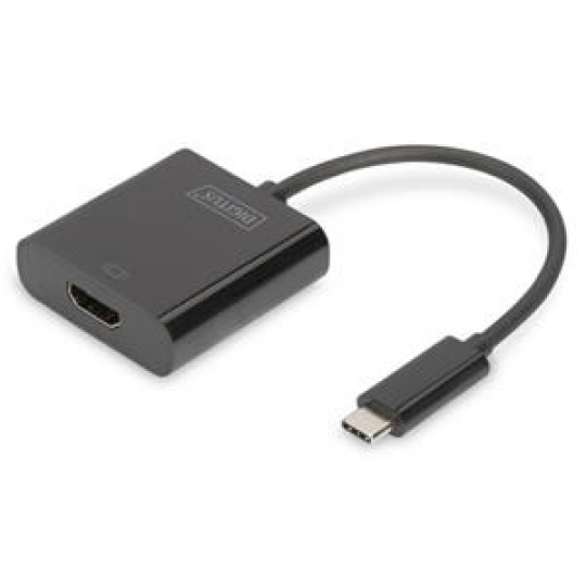 DIGITUS Adaptér USB typu C na HDMI, 4K/30 Hz délka kabelu 19,5 cm, černá