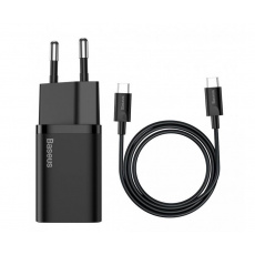 Baseus rychlonabíječka do sítě Super Si USB-C PD QC 25W (s kabelem USB-C na USB-C) černá