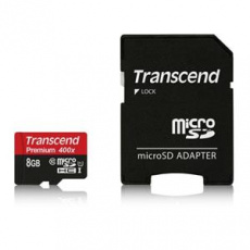 Transcend 8GB microSDHC UHS-I 400x Premium (Class 10) paměťová karta (s adaptérem)