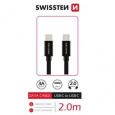 SWISSTEN DATOVÝ KABEL TEXTILE USB-C / USB-C 2,0 M ČERNÝ