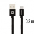 SWISSTEN DATA CABLE USB / USB-C TEXTILE 0,2M BLACK