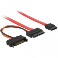 Delock kabel Slim SATA samice > SATA 7 pin + SATA 15 pin 5 V 30 cm