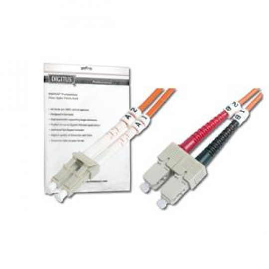 DIGITUS Fiber Optic Patch Cord, LC to SC, Multimode 62.5/125 µ, Duplex Length 1m OM1