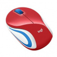 Logitech myš Wireless Mini Mouse M187, optická, 2 tlačítka, červená,1000dpi