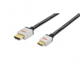 Ednet Připojovací kabel HDMI High Speed, typ C na typ A M/M, 2,0 m, Full HD, bavlna, zlato, si / bl