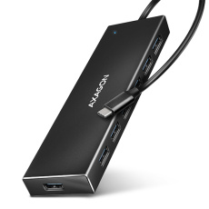 AXAGON HUE-F7C, 7x USB 3.2 Gen 1 ALU FLAT CHARGING hub, micro USB nap. konektor, kabel USB-C 30cm