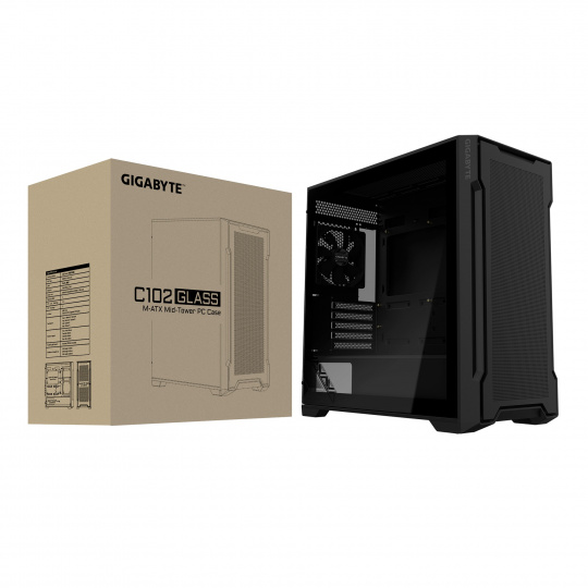 GIGABYTE C102 GLASS/Midi Tower/Transpar./Černá