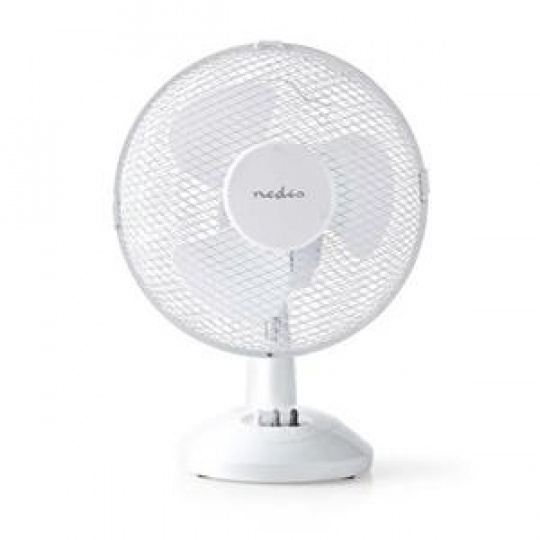 Nedis FNTB10CWT30 - Stolní Ventilátor | Síťové napájení | Průměr: 300 mm | 35 W | Rotace | 3-Rychlostní | Bílá