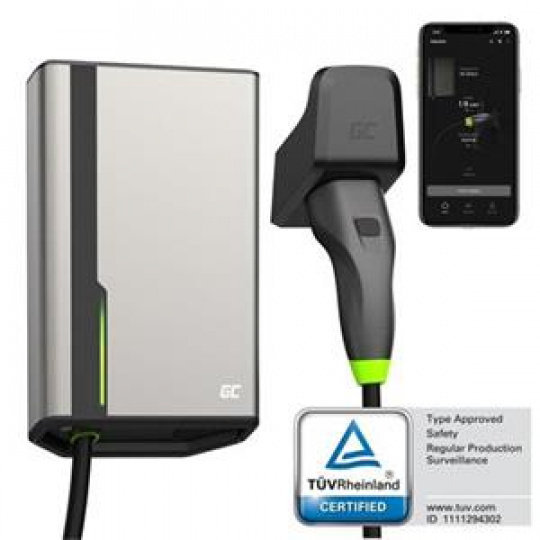 Green Cell GC HabuDen Wallbox 22kW 32A 5m kabel typu 2 Smart EV nabíjecí stanice s aplikací GC Bluetooth WiFi