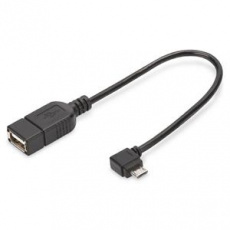 Digitus Adaptérový kabel USB 2.0, OTG, typ micro B - A M / F, 0,15 m, USB 2.0 v souladu, pravý úhel, bl