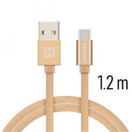 SWISSTEN DATA CABLE USB / USB-C TEXTILE 1,2M GOLD