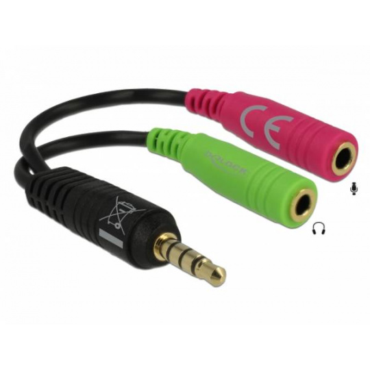 Delock adaptér stereo jack 3,5 mm samec > 2 x stereo jack 3,5 mm samice