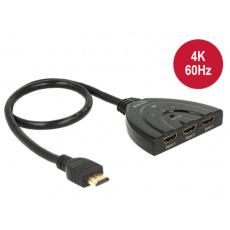 Delock Delock HDMI UHD Switch 3 x HDMI in > 1 x HDMI out 4K s integrovaným kabelem 50 cm