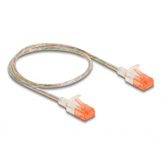 Delock Síťový kabel RJ45, Cat.6A, U/UTP, tenký, 0,5 m, transparentní