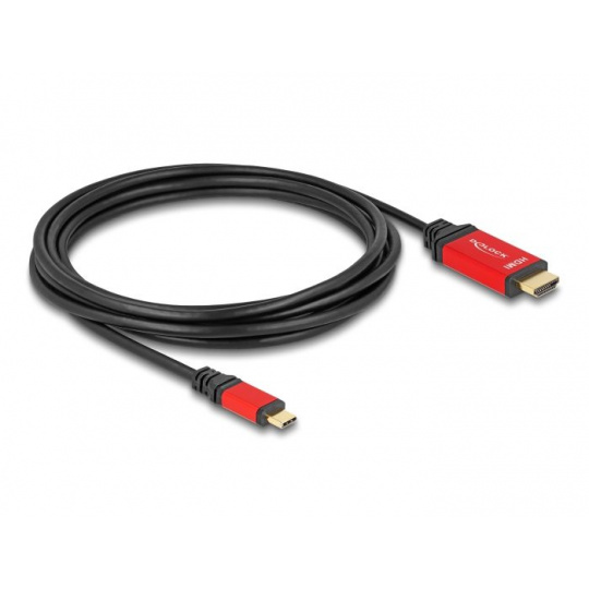 Delock Kabel USB Type-C™ na HDMI (DP Alt Mód) 8K 60 Hz s funkcí HDR 3 m červená