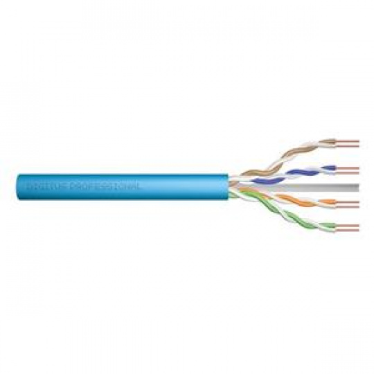 DIGITUS CAT 6A U-UTP installation cable, 500 MHz Dca (EN 50575), AWG 23/1, 500 m drum, sx, blue