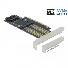 Delock Karta PCI Express x16 na 1 x M.2 Key B + 1 x NVMe M.2 Key M + 1 x mSATA - Low profile