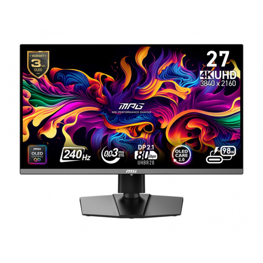 MSI MPG/272URX/26,5"/QD-OLED/4K UHD/240Hz/0,03ms/Black/2R