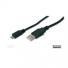 Digitus Připojovací kabel USB, typ A - micro B M/M, 1,8 m, kompatibilní s USB 2.0, bl