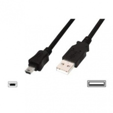 Digitus Připojovací kabel USB 2.0, typ A - mini B (5pin) M / M, 1,0 m, kompatibilní s USB 2.0, UL, bl