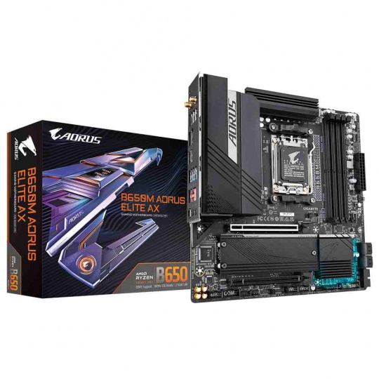 GIGABYTE AM5 B650M AORUS ELITE AX, AMD B650, 4xDDR5, 1xDP, 1xHDMI, WI-FI, mATX