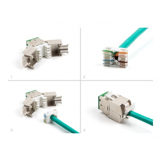 Delock Modul Keystone ze zásuvkového konektoru RJ45 na LSA Cat.6A, beznástrojový, zelený, sada 10 kusů