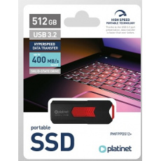 PLATINET přenosný SSD disk  USB 3.2 R/W UP TO 400MB/s 512GB černá