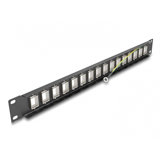 Delock 19” Keystone Patch Panel, 16 portů, 1U, černé