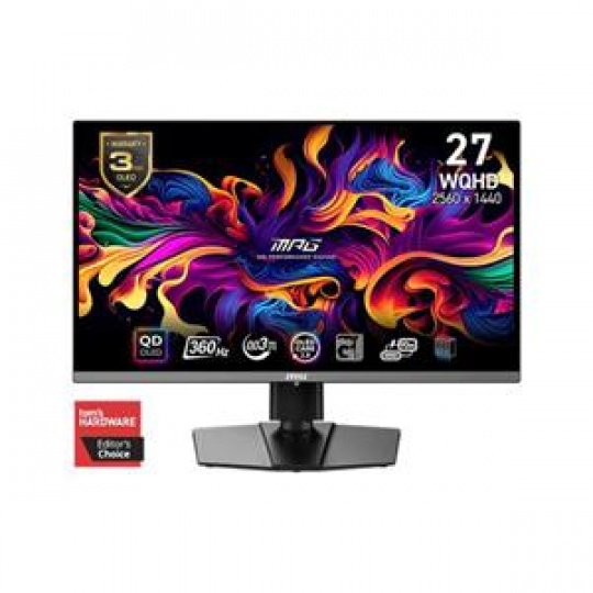 MSI MPG 271QRX QD-OLED, 26,5" QD-OLED/2560x1440 (WQHD)/ 360Hz/0,03ms/2x HDMI/DP/USB/USB-C/Výškově nastavitelný/Pivot