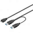 PremiumCord USB 3.0 napájecí Y kabel A/Male + A/Male -- Micro B/Mmale, 30cm