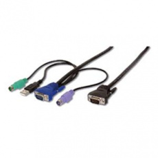 Digitus Kabel KVM chobotnice, VGA, 2xPS / 2, 1xUSB 1,8 m, černý