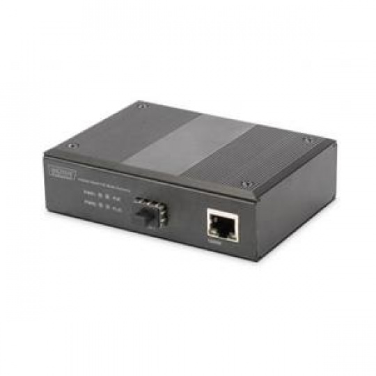 DIGITUS Professional Industrial Gigabit PoE Media Converter PSE, RJ45, SFP