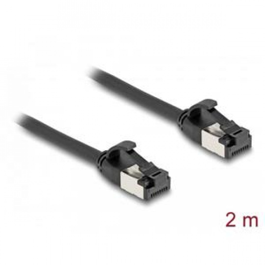 Delock Kabel RJ45 ze zástrčky na zástrčku, Cat.8.1, ohebný, 2 m, černý