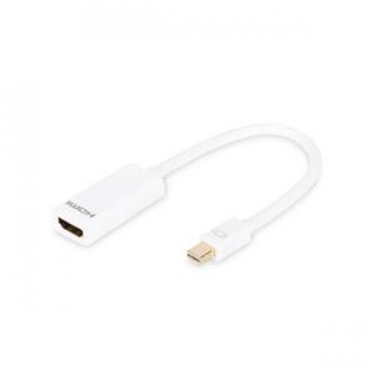 Digitus DisplayPort adapter cable, mini DP - HDMI type A M/F, 0.15m, DP 1.1a, CE, wh